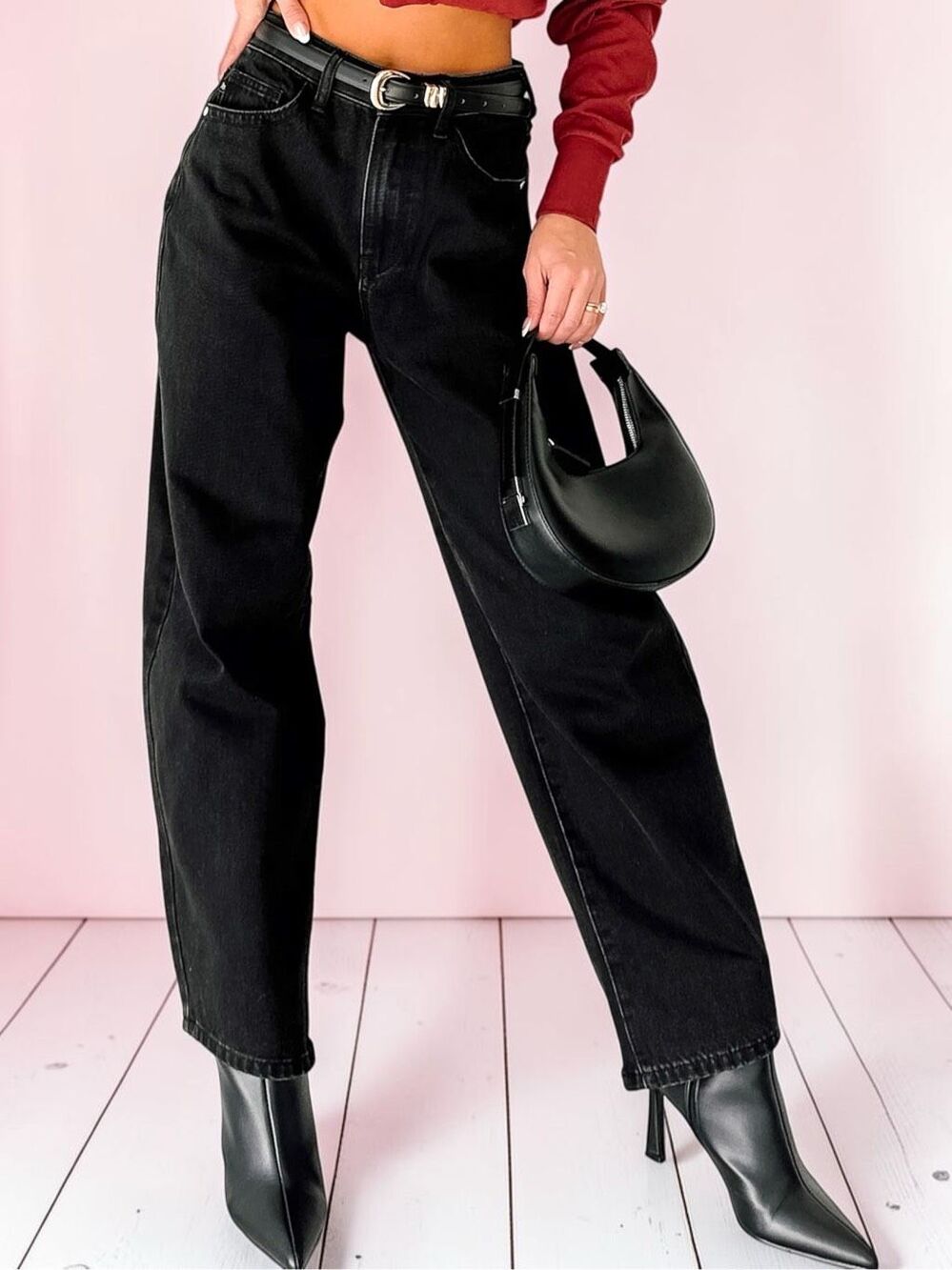 Judy Blue Black Marlow Barrel Jeans High Rise Rigid Magic Trouser Arc Denim